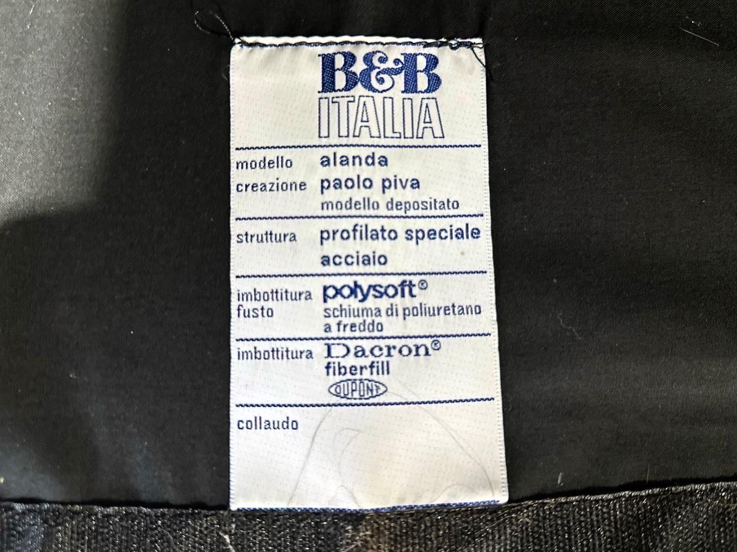 Metal Alanda Sofa by Paolo Piva for B&B Italia, Post Modern, Vintage Black Leather