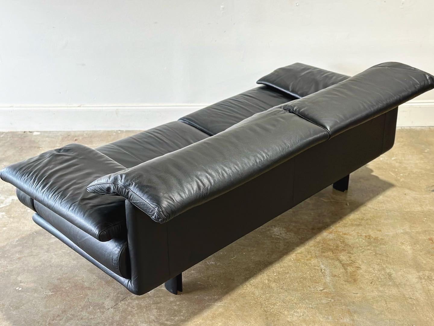 Alanda Sofa by Paolo Piva for B&B Italia, Post Modern, Vintage Black Leather 1