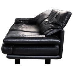 Alanda Sofa in Super Soft Black Leather, Paolo Piva for B&B Italia