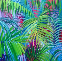 Canopy - oil painting topical plants surrealist modern colourful original