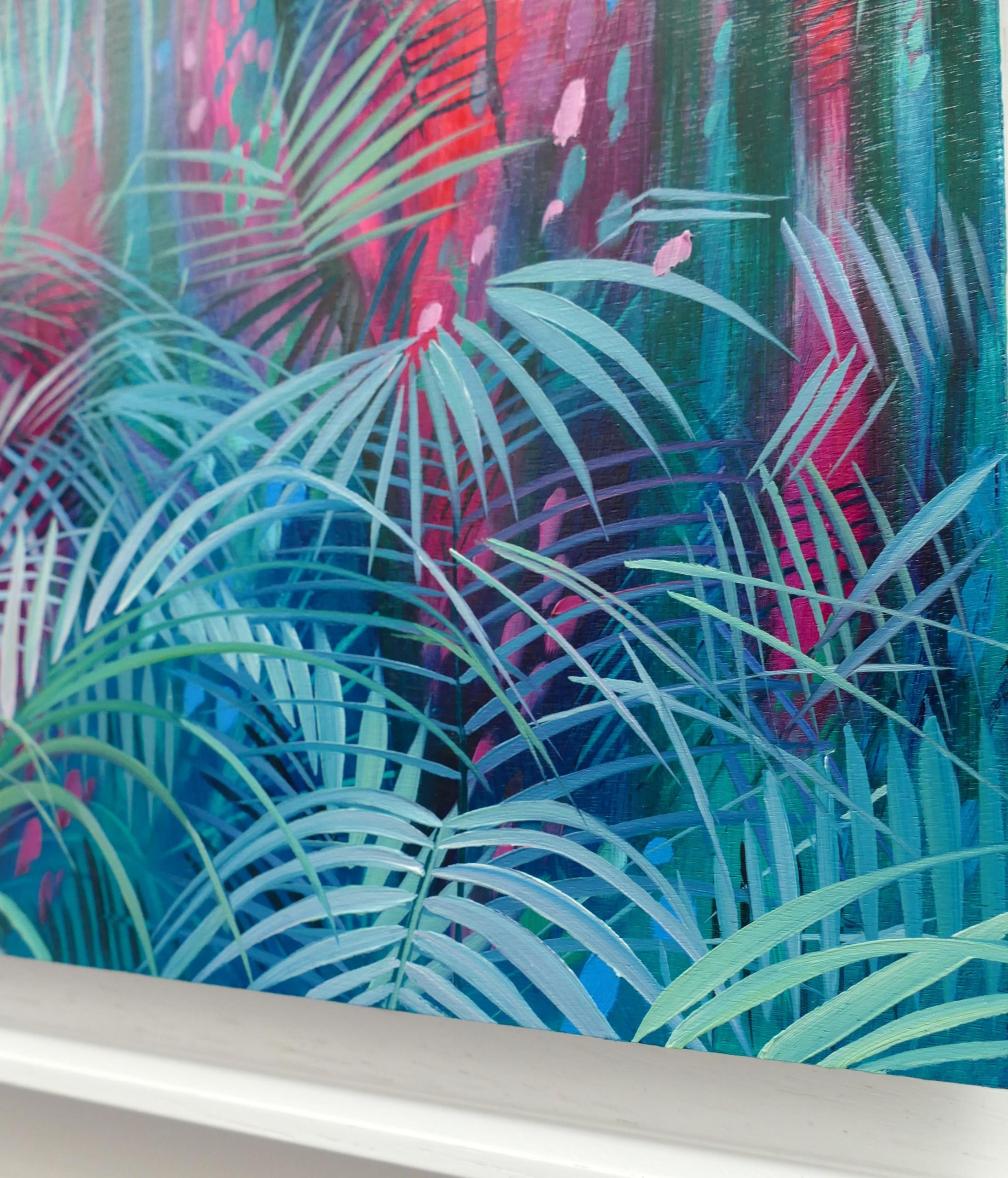 Jungle Paradise, Landscape Art, Bold Original Oil Painting, Framed Artwork For Sale 2