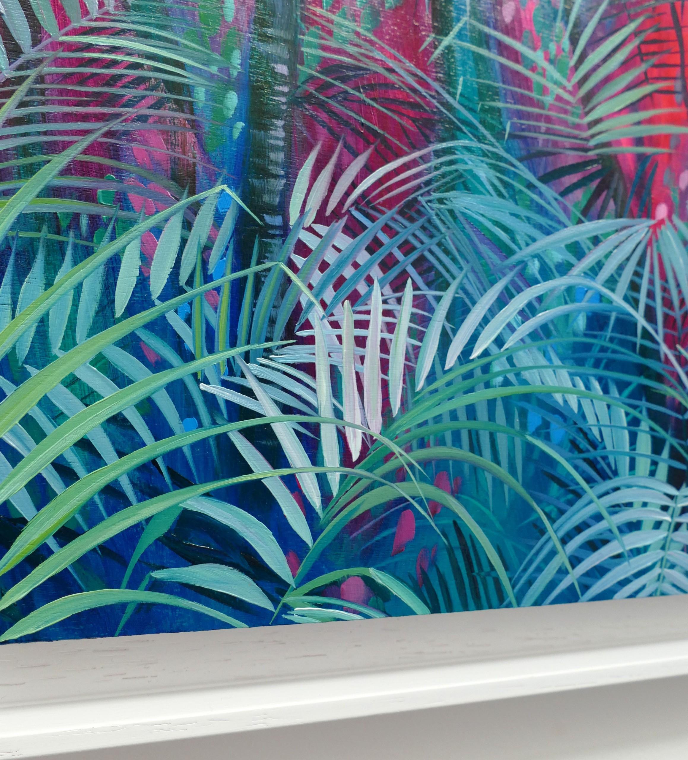 Dschungel Paradies, Landschaftskunst, kühnes Original-Ölgemälde, gerahmtes Kunstwerk im Angebot 1