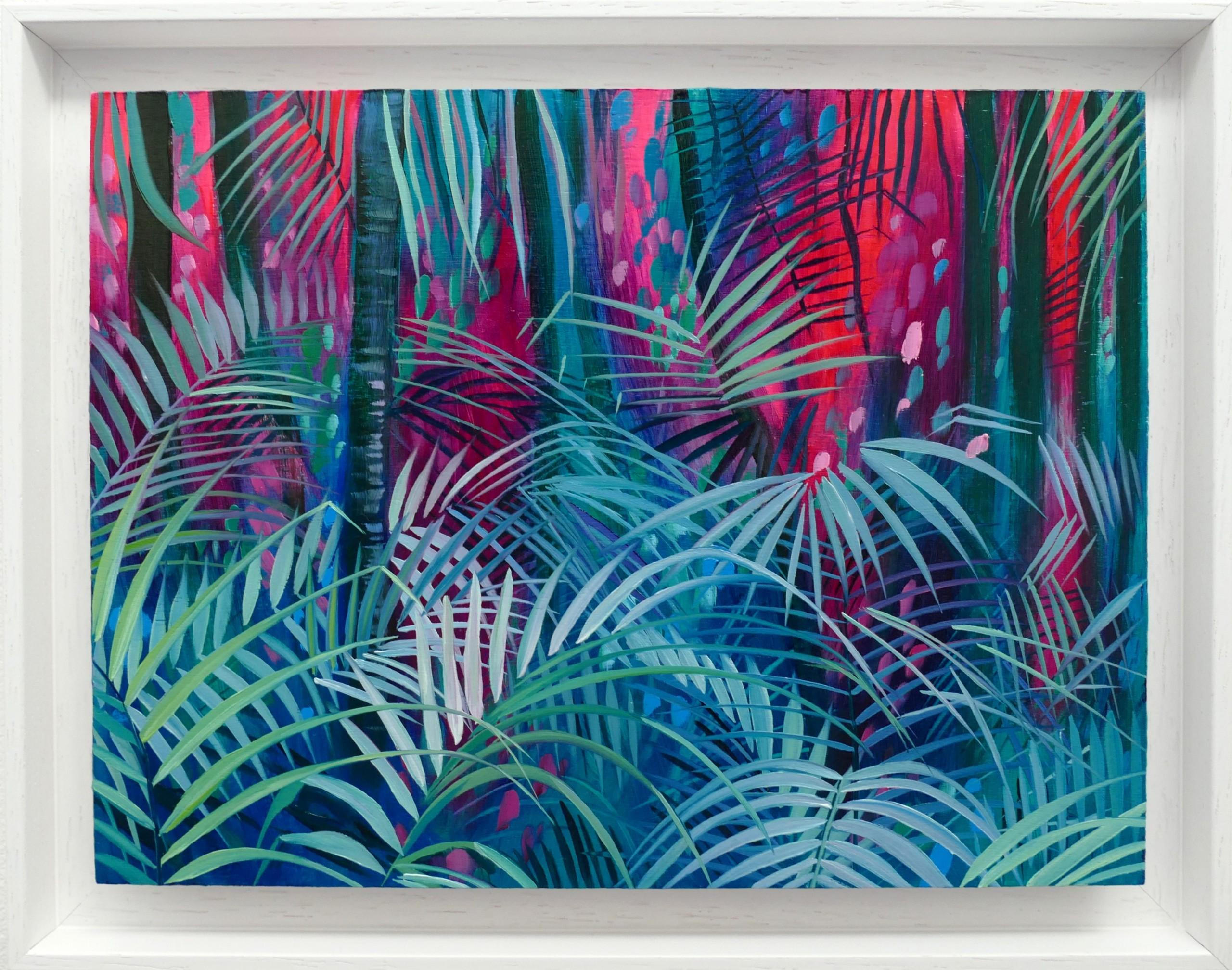 Paraíso en la selva, arte paisajístico, atrevida pintura al óleo original, obra de arte enmarcada en venta 2
