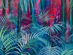 Jungle Paradise, Landscape Art, Bold Original Oil Painting, Framed Artwork