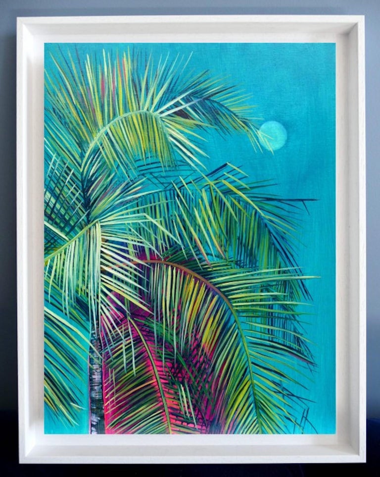 Mersing, Alanna Eakin, Original Surrealist Tropical Palm Tree Painting, Holiday For Sale 2