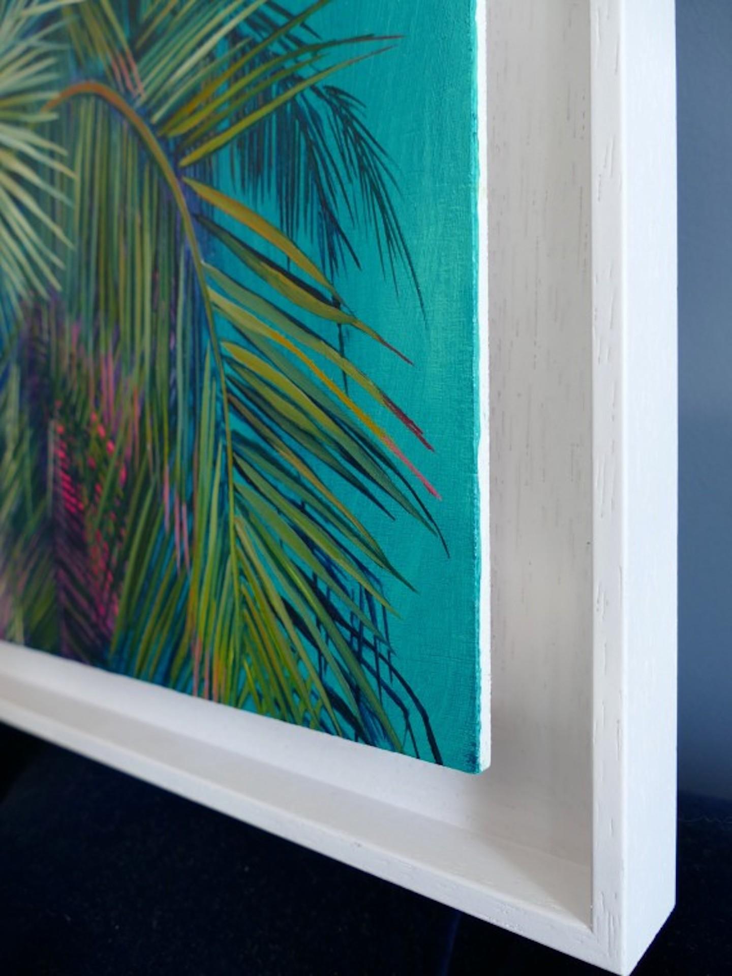 Mersing, Alanna Eakin, Original surrealistisches Gemälde mit tropischer Palme, Urlaub im Angebot 5
