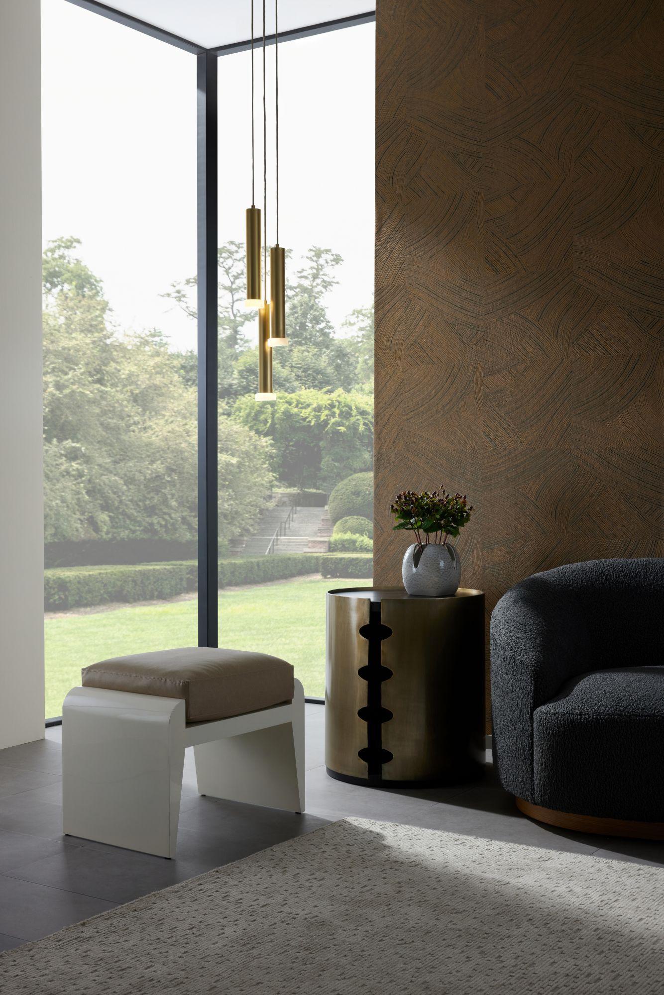 Pouf Alanna FOS02 - Sable laqué, simili cuir en vente 3