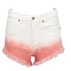 ALANUI 2024 Pantalón corto vaquero deshilachado rosa papaya ombre dip dye crema 25
