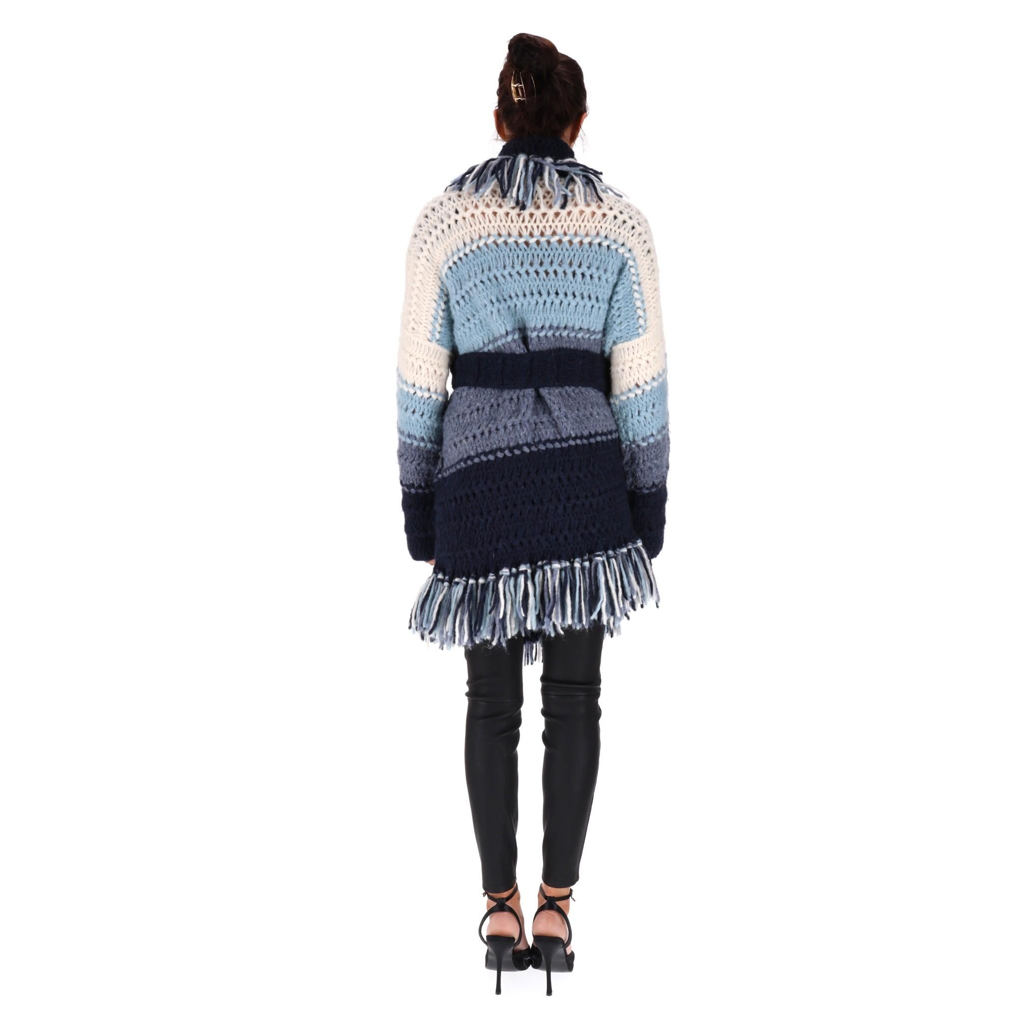Alanui - Manteau tricoté à franges en alpaga Neuf - En vente à London, GB