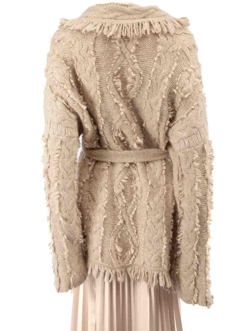 Alanui Beige Wool ‚ÄúIcon Bandana‚Äù Belted Cardigan Size XL In Excellent Condition For Sale In London, GB