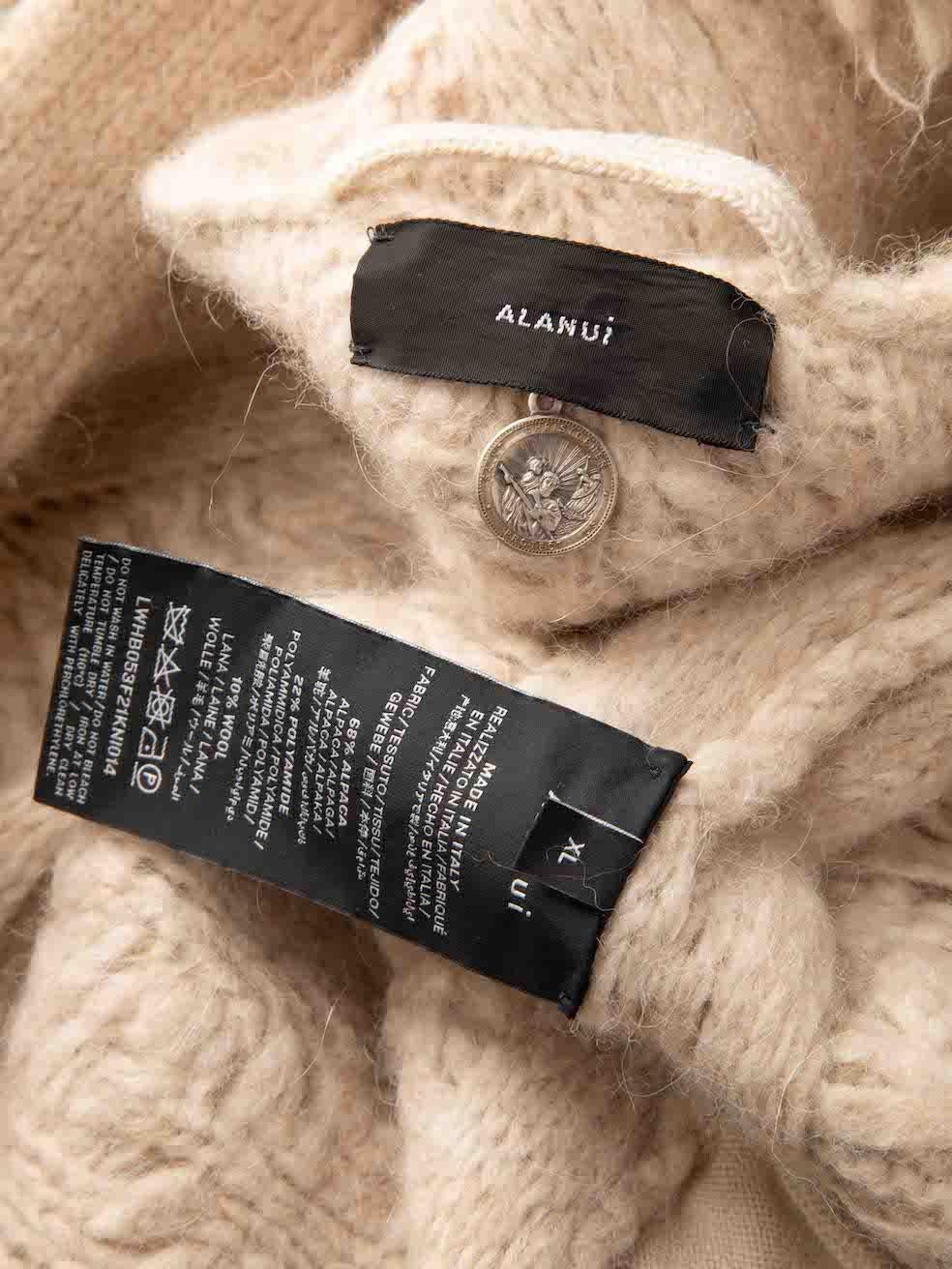 Women's Alanui Beige Wool ‚ÄúIcon Bandana‚Äù Belted Cardigan Size XL For Sale