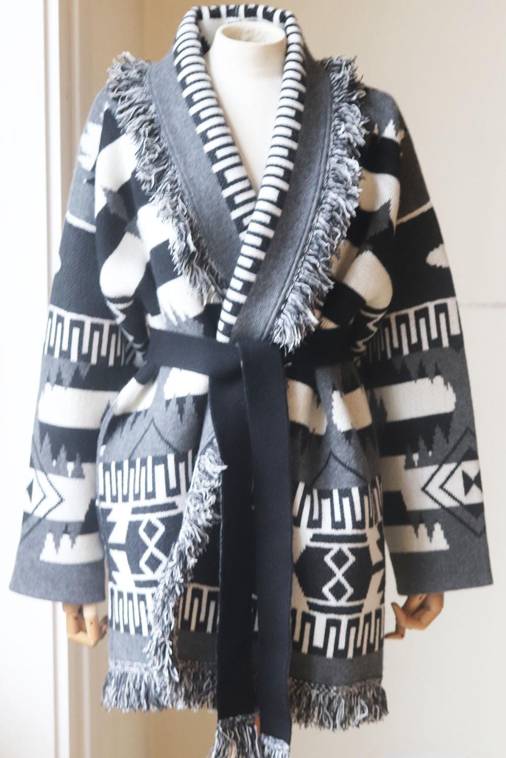 Alanui was founded after Nicolò Oddi discovered a vintage cardigan at the Rose Bowl flea market in Los Angeles, taking up to 15 hours to knit and assemble, this style is spun from jacquard-cashmere woven with Native American-inspired motifs. Black,