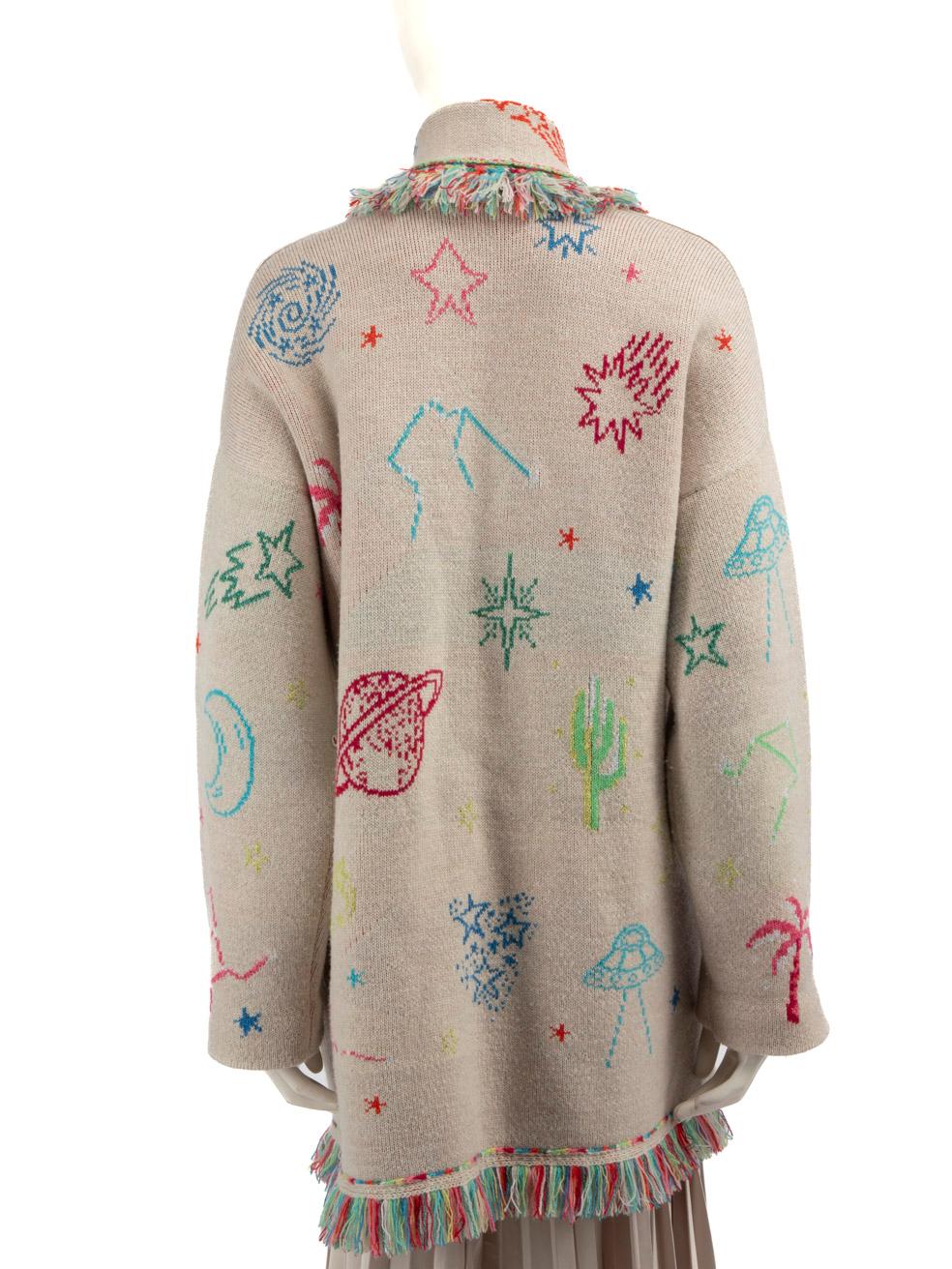 Beige Alanui Cashmere Planet Shooting Star Cardigan Size M