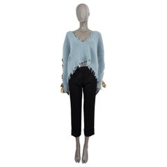 ALANUI Pull en cachemire bleu clair 2019 LACE UP SLEEVES CROPPED V-NECK S