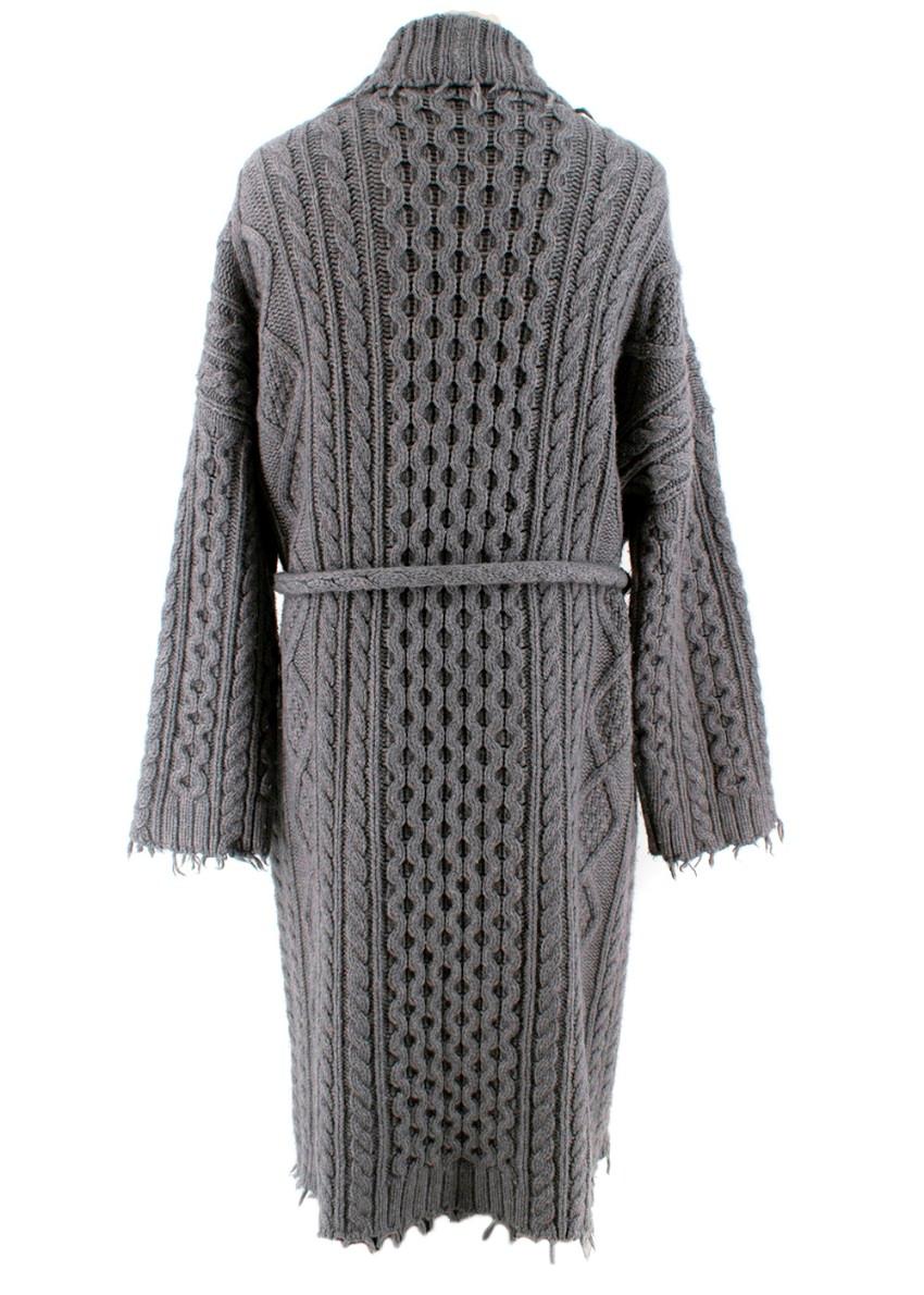 navy cable knit hooded button up swing coat