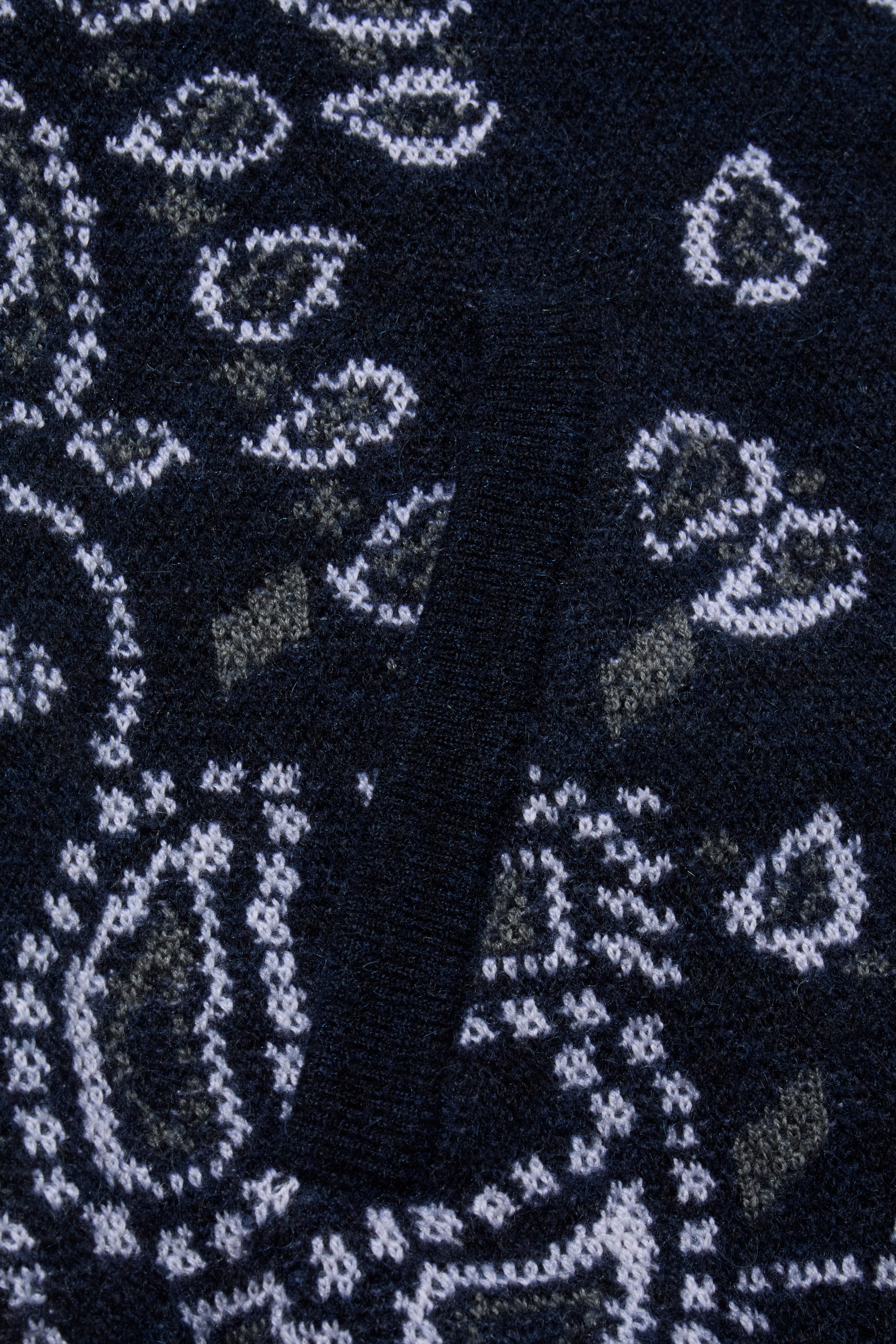 Alanui Navy Bandana Jacquard Wolle-Mischung Bomberjacke FW2022 Größe XS im Angebot 2