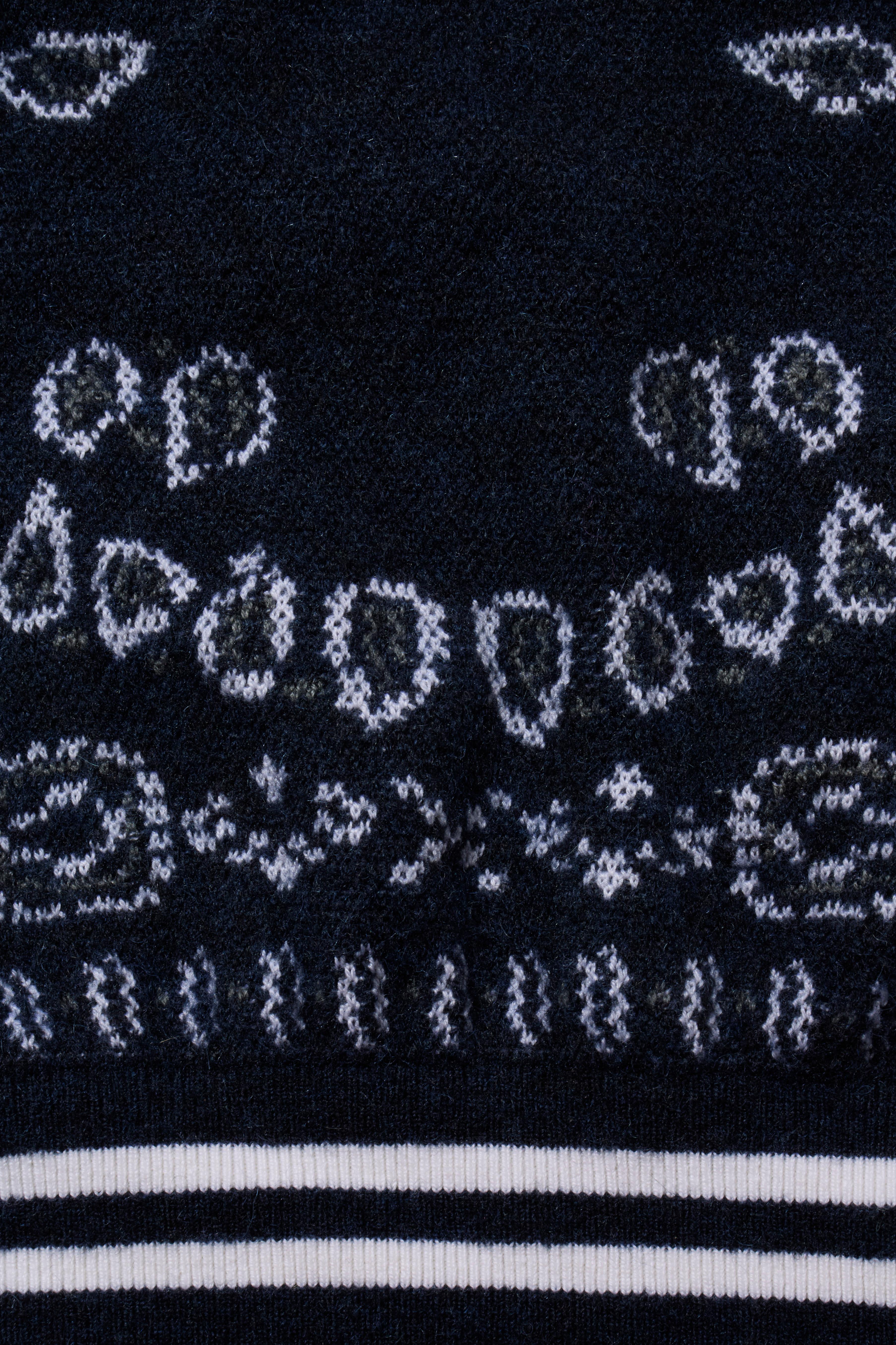 Alanui Navy Bandana Jacquard Wolle-Mischung Bomberjacke FW2022 Größe XS im Angebot 3