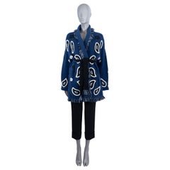 ALANUI Odyssey bleu cashmere BANDANA JACQUARD Cardigan Knit Veste S