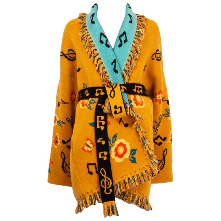 ALANUI orange cashmere SWEETHEART JACQUARD Fringe Cardigan Sweater L For  Sale at 1stDibs | alanui sale