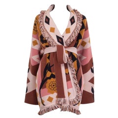 ALANUI pink cashmere linen DESERT BLOOM Belted Cardigan Knit Jacket M