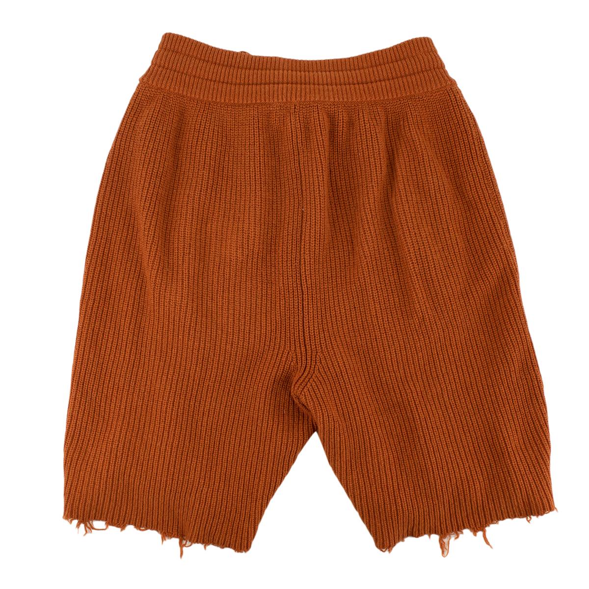 Alanui Men raw edged shorts in dark ochre 

- Made in Italy
- 64% Cashmere 
- 36% Cotton 
-Fabric is very soft 
- External big pockets on the front

Waist: 36
Length: 56
Width: 58