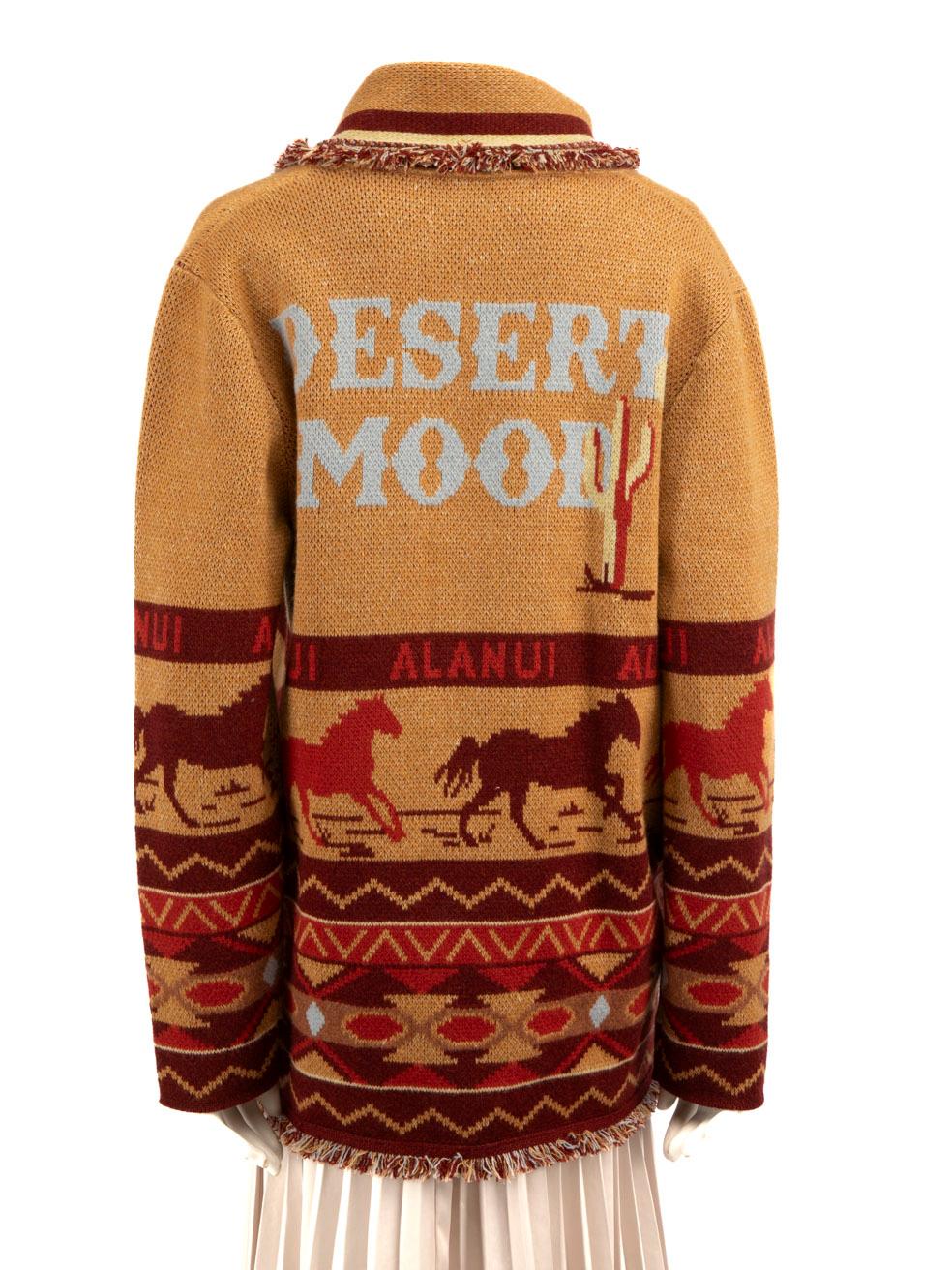 Brown Alanui Western Horse Pattern Knit Cardigan Size L