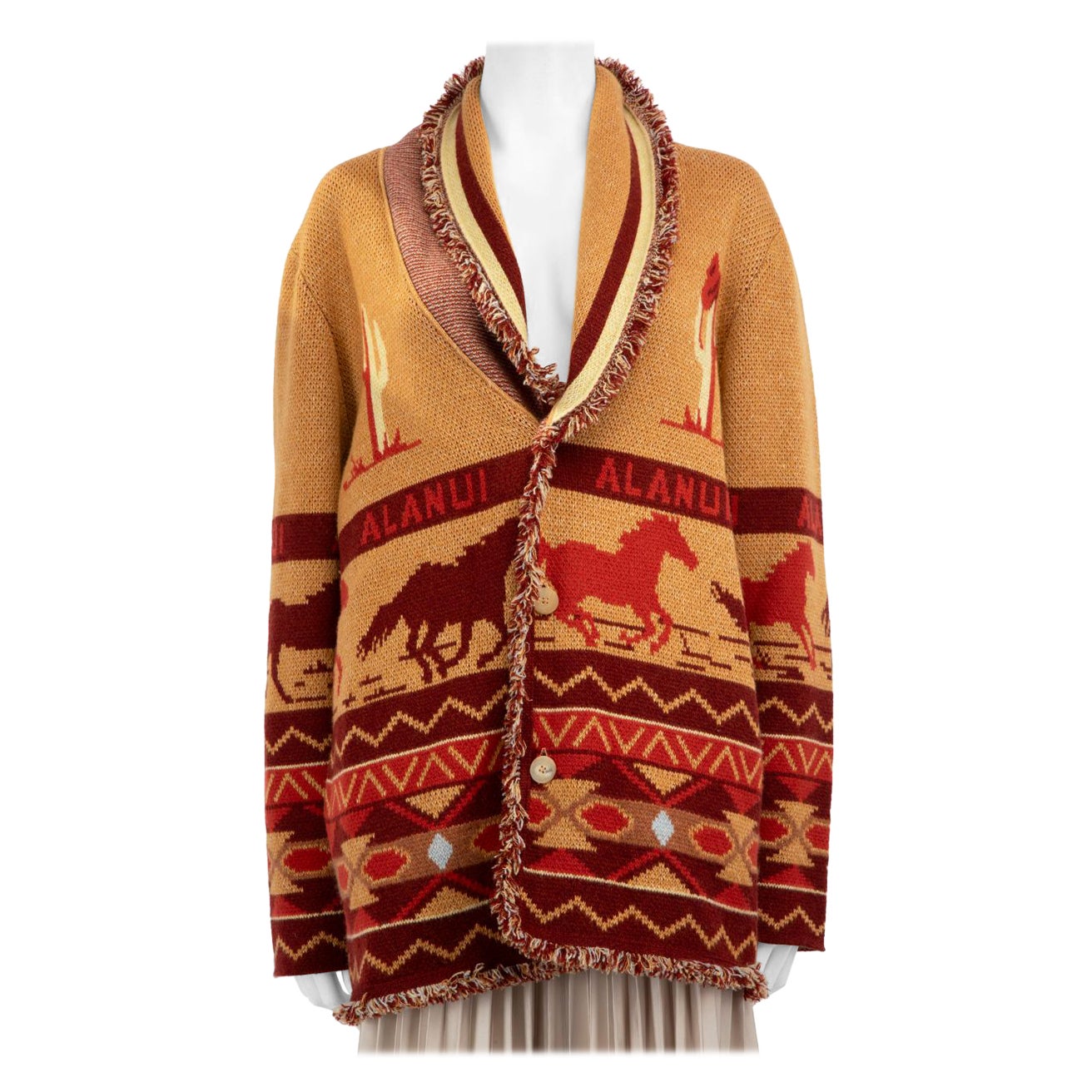 Alanui Western Horse Pattern Knit Cardigan Size L