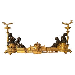 Antique Gilded and burnished bronze Fireplace Wing