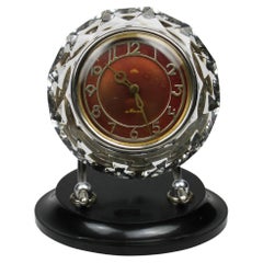 Alarm Clock Mayak Crystal bakelite Burgundy USSR Sovjet Art Deco 1970's Russia