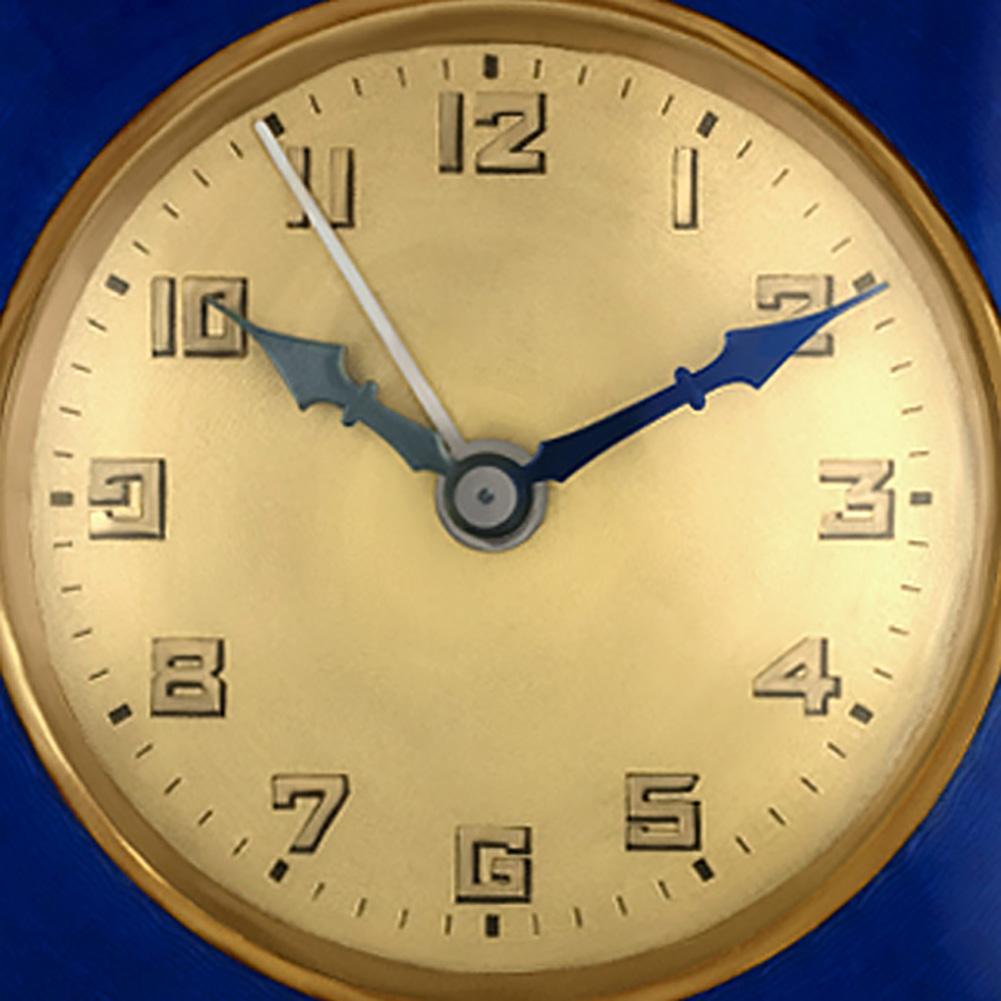 Unisex Alarm Clock wirth Blue Enamel. Manual movement. Certified pre-owned. Circa 1920 Fine Pre-owned Table Clock Watch. Certified preowned Vintage Table Clock Alarm watch. This Table Clock watch has a Gold Arabic Numeral dial.  It is  Certified