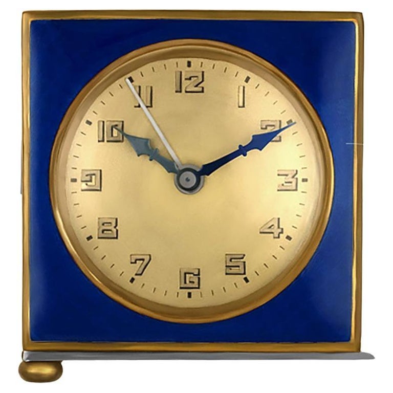 Alarm Clock With Blue Enamel For Sale at 1stDibs
