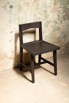 Modern Solid Oak Chair with Black Oil Finish for Dining / Writing Height Seating