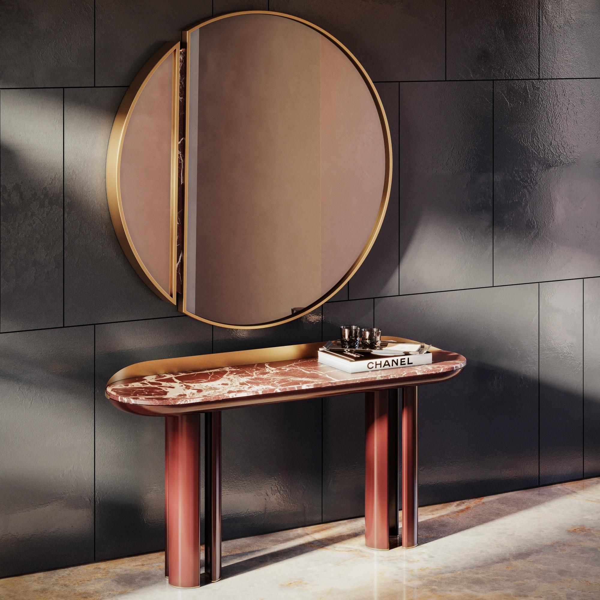 Miroir Alaska en laiton poli fabriqué au Portugal par Porus Studio en vente 1