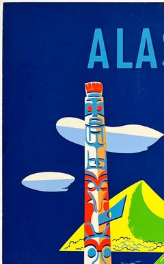ALASKA NORTHWEST ORIENT AIRLINES – Original-Vintage-Siebdruck-Poster im MCM-Stil