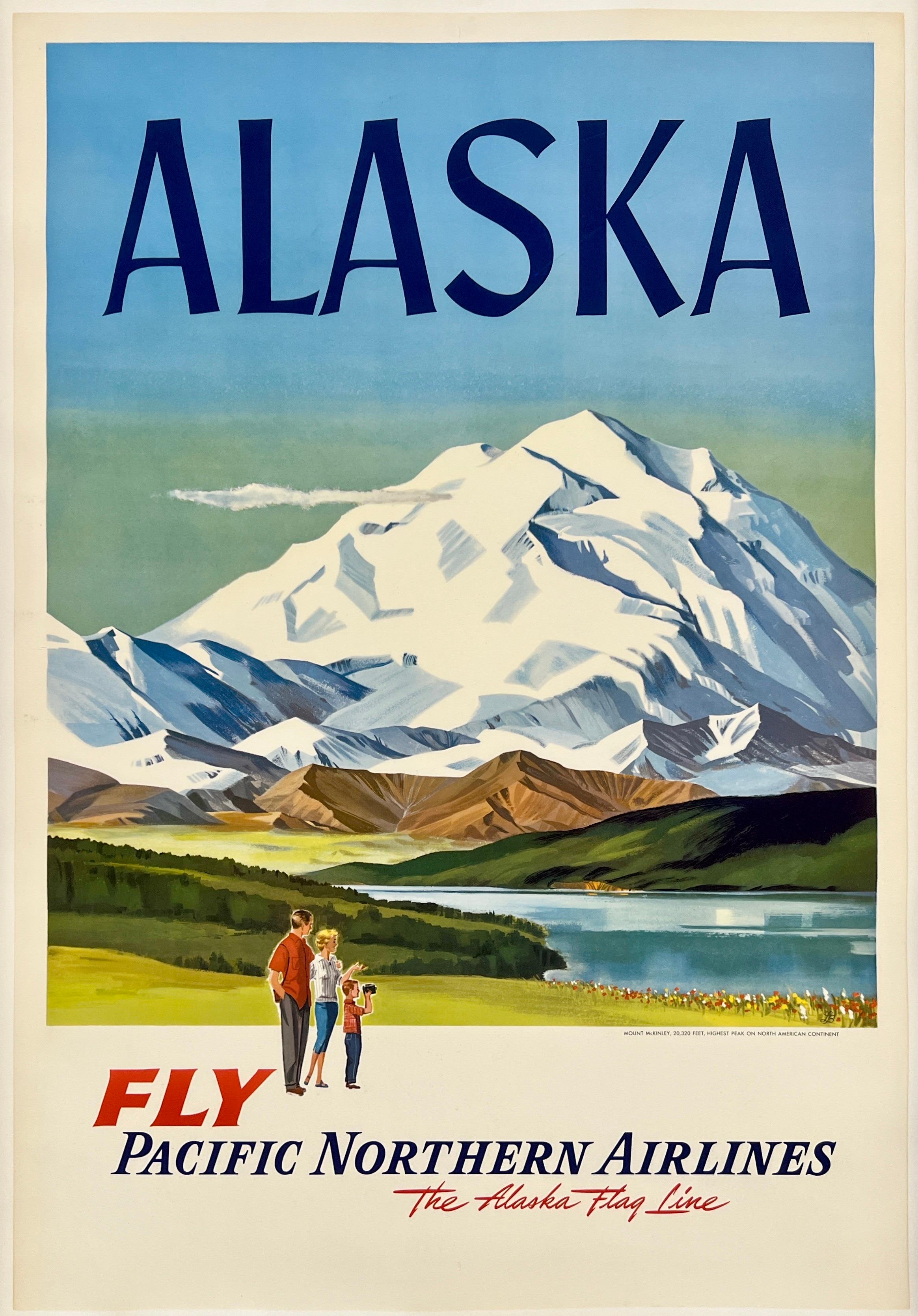 ALASKA - PACIFIC NORTHERN AIRLINES Original Vintage Airline Travel MCM Poster