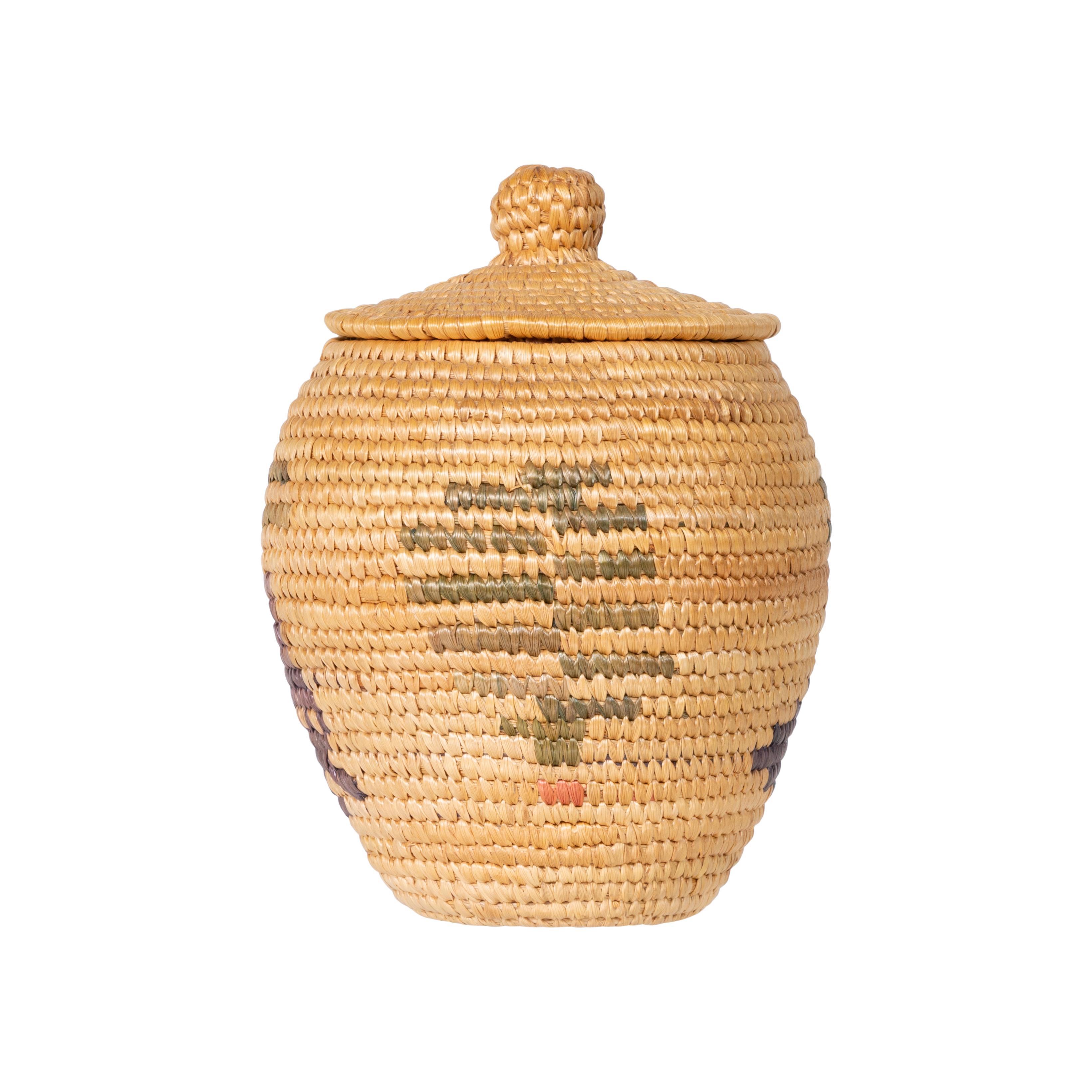 Hand-Woven Alaskan Basketry Jar For Sale