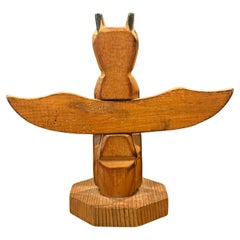 Alaskan Black Diamond Hand geschnitzt Wood Totem Pole von Vic Yeoda