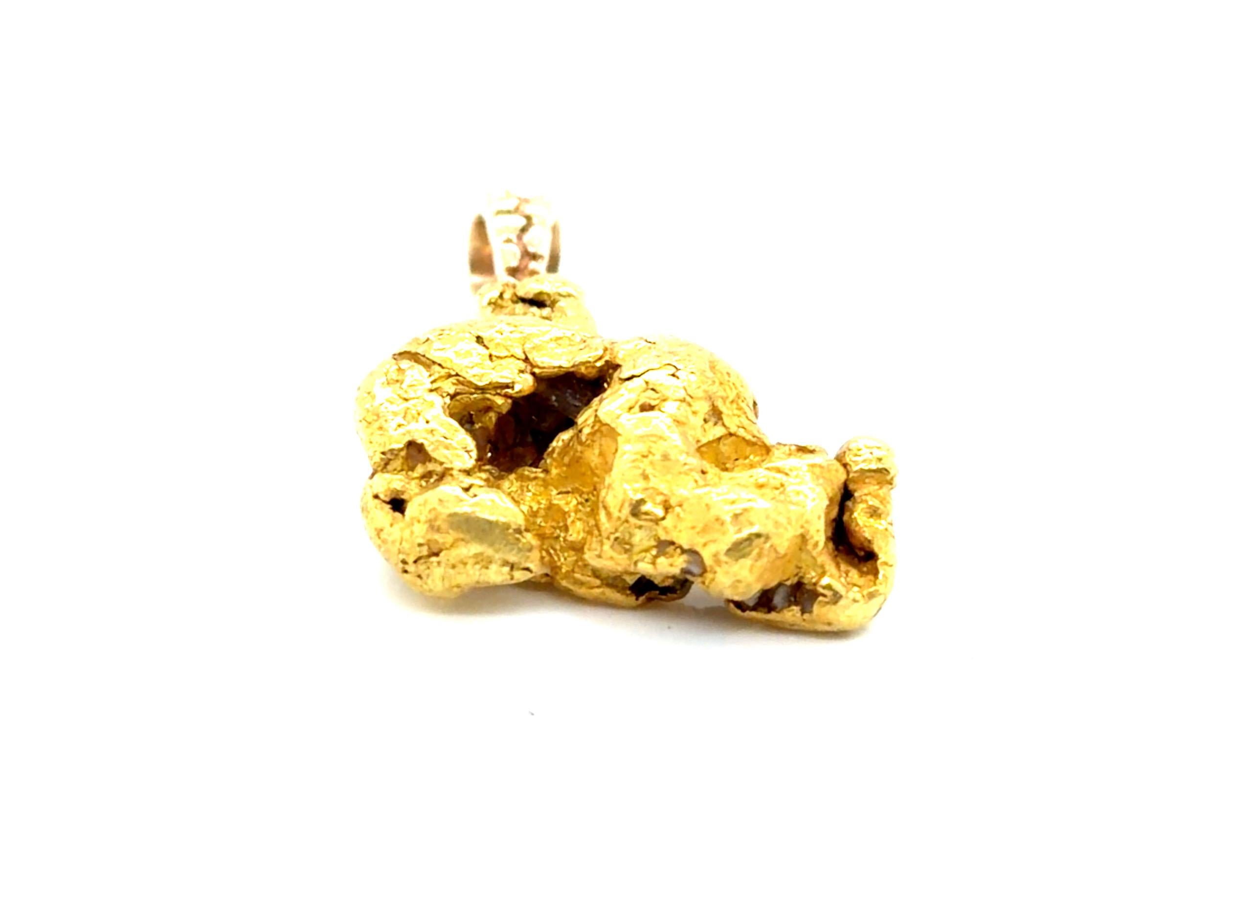 Alaskan Gold Nugget Pendant Necklace Large 20.7 Grams Pure 23-24K Gold Unisexe en vente