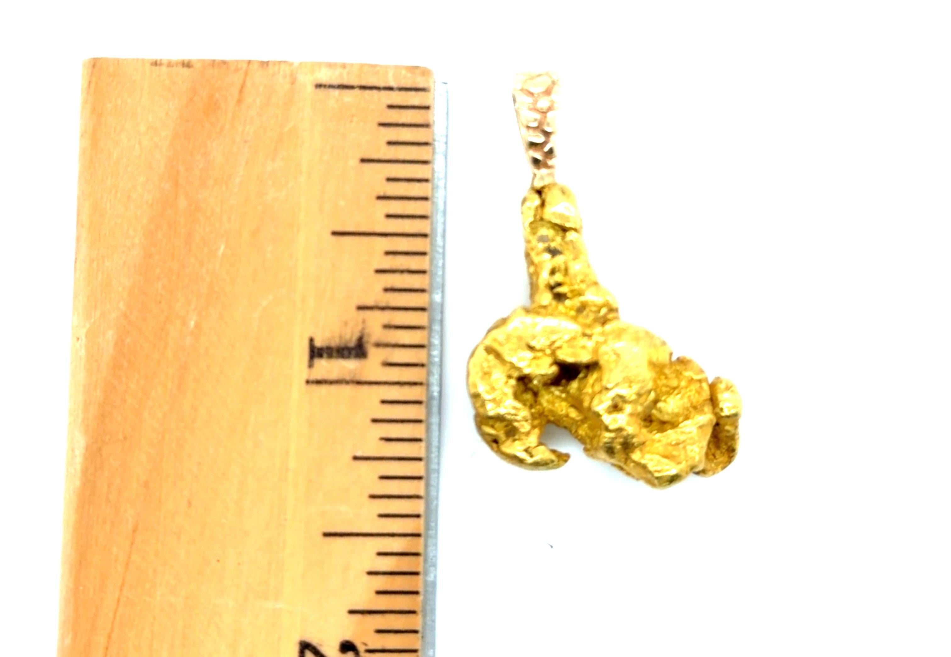 Alaskan Gold Nugget Pendant Necklace Large 20.7 Grams Pure 23-24K Gold en vente 1