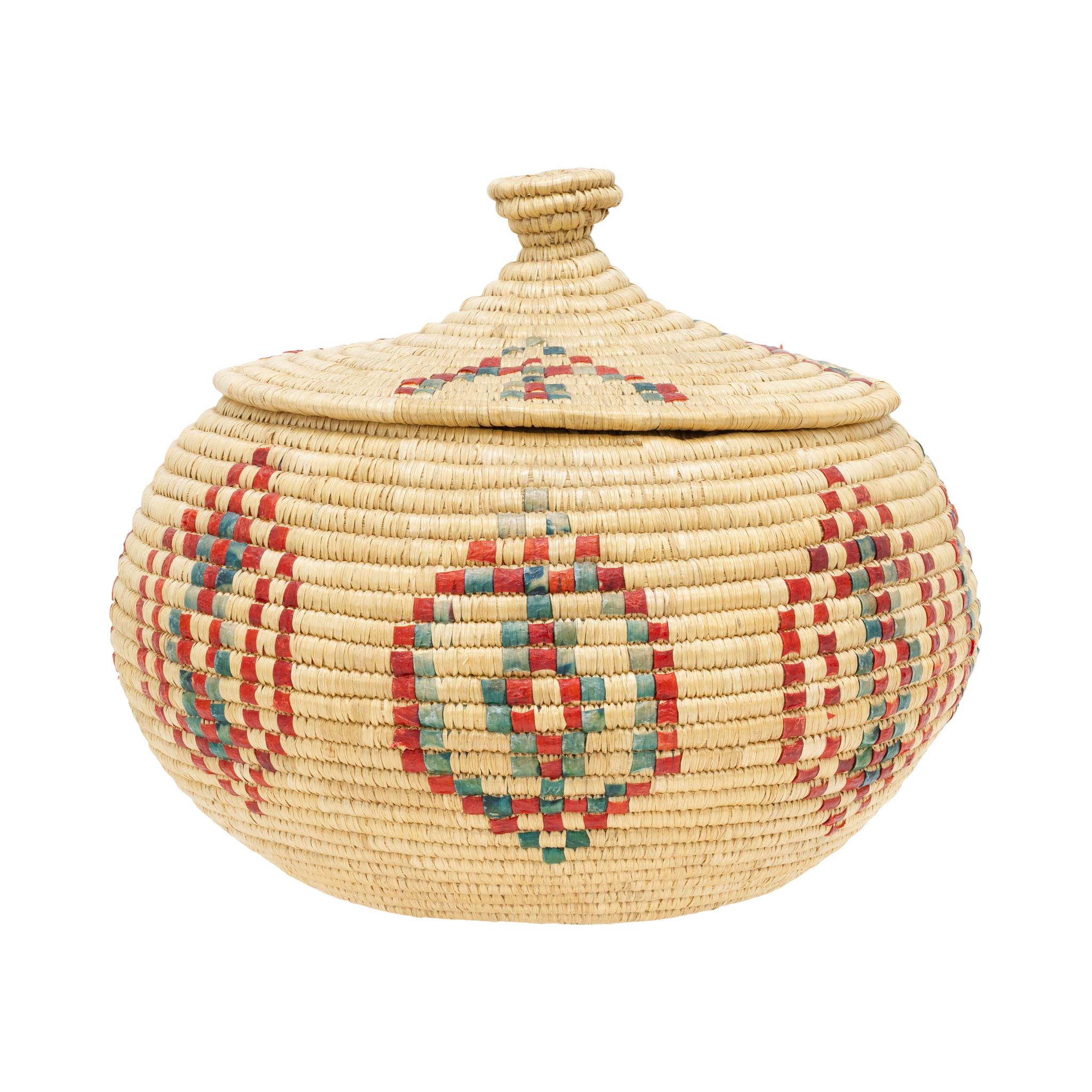 Hand-Woven Alaskan Lidded Basket For Sale