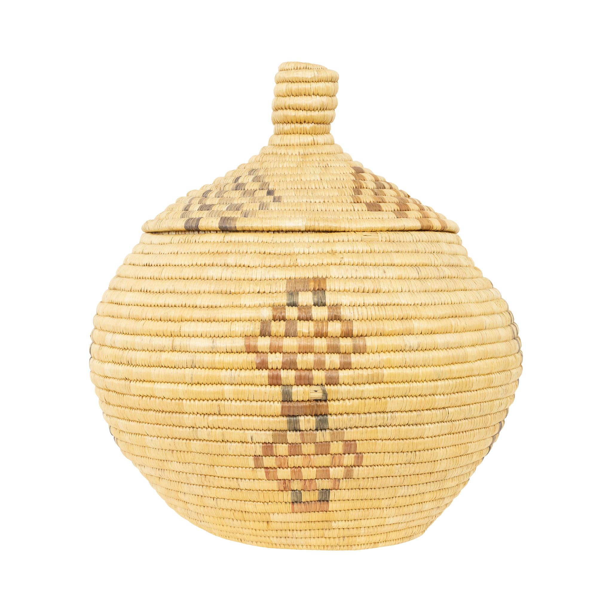 Hand-Woven Alaskan Lidded Basket For Sale