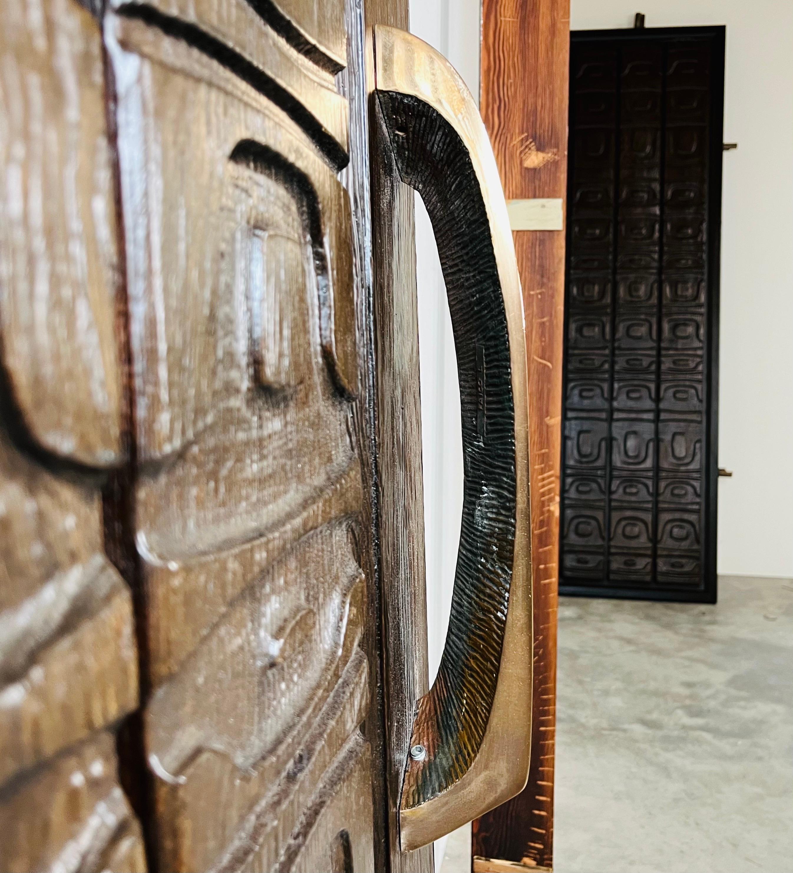 Alaskan Studio Carved Redwood Outer Door In The Manner Of Ackerman-Panelcarve  For Sale 4