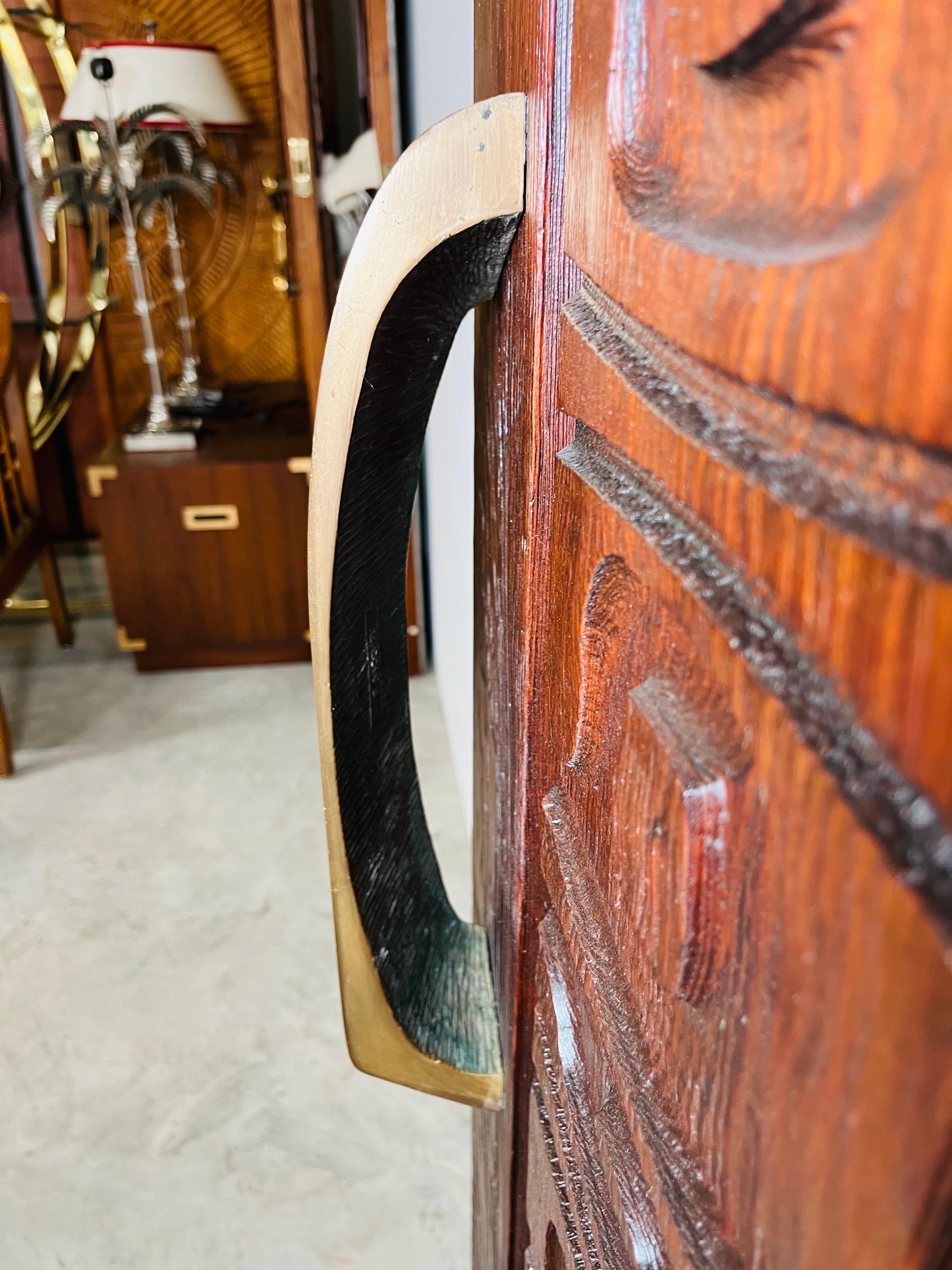 Hand-Carved Alaskan Studio Carved Redwood Outer Door In The Manner Of Ackerman-Panelcarve  For Sale