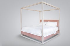 Alastair Canopy Bed in Cerused Oak and Linen Upholstery by Chapter & Verse