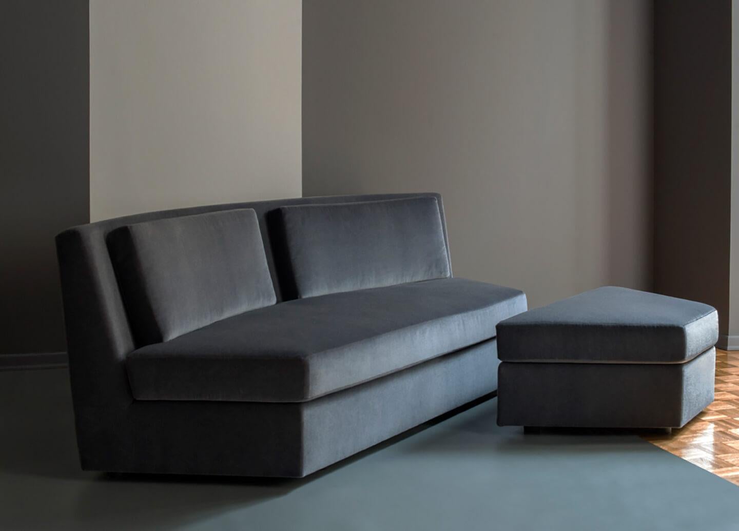 Alastair sofa by Marta Sala Editions
Dimensions: W 230 x D 96 x H 78 cm
Materials: Mohair velvet, polyurethane foam 
Variations of Material and Dimension are available.

Collection I consists in 14 types of models including sofas, armchairs,