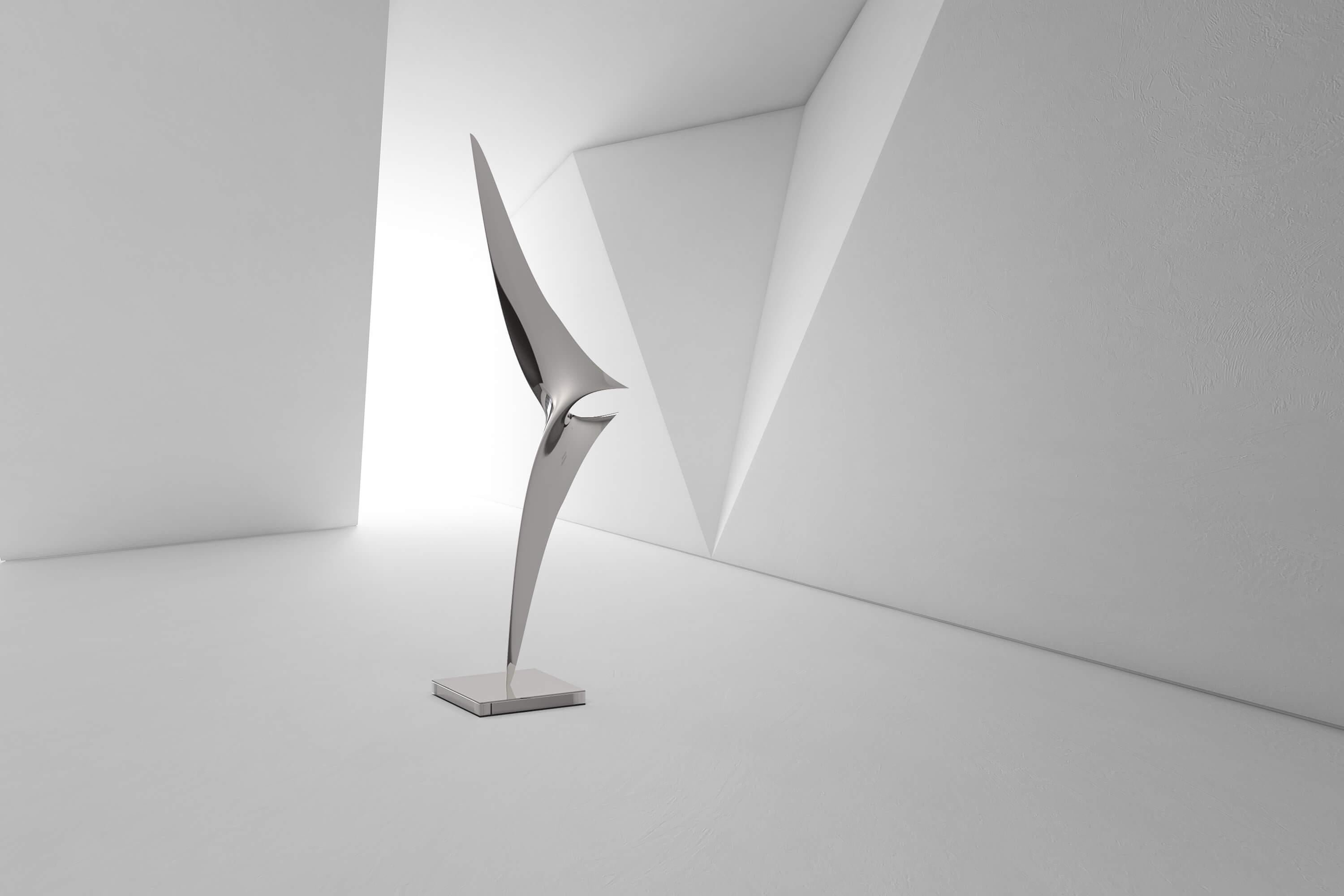 Alata Celesti: Abstrakte, minimalistische Skulptur aus poliertem Edelstahl (21. Jahrhundert und zeitgenössisch) im Angebot