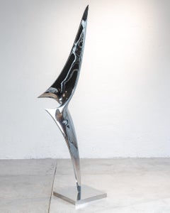 Alata Celesti: Abstrakte minimalistische Alata Celesti-Skulptur aus Edelstahl