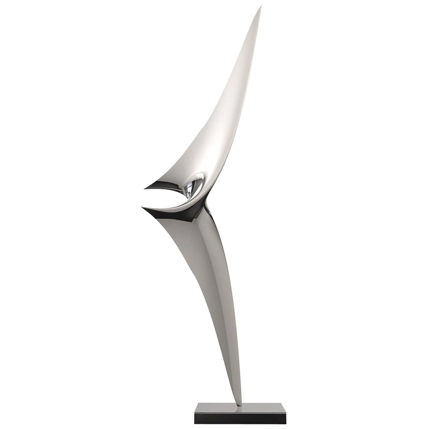 Escultura minimalista abstracta de acero inoxidable Alata Celesti
