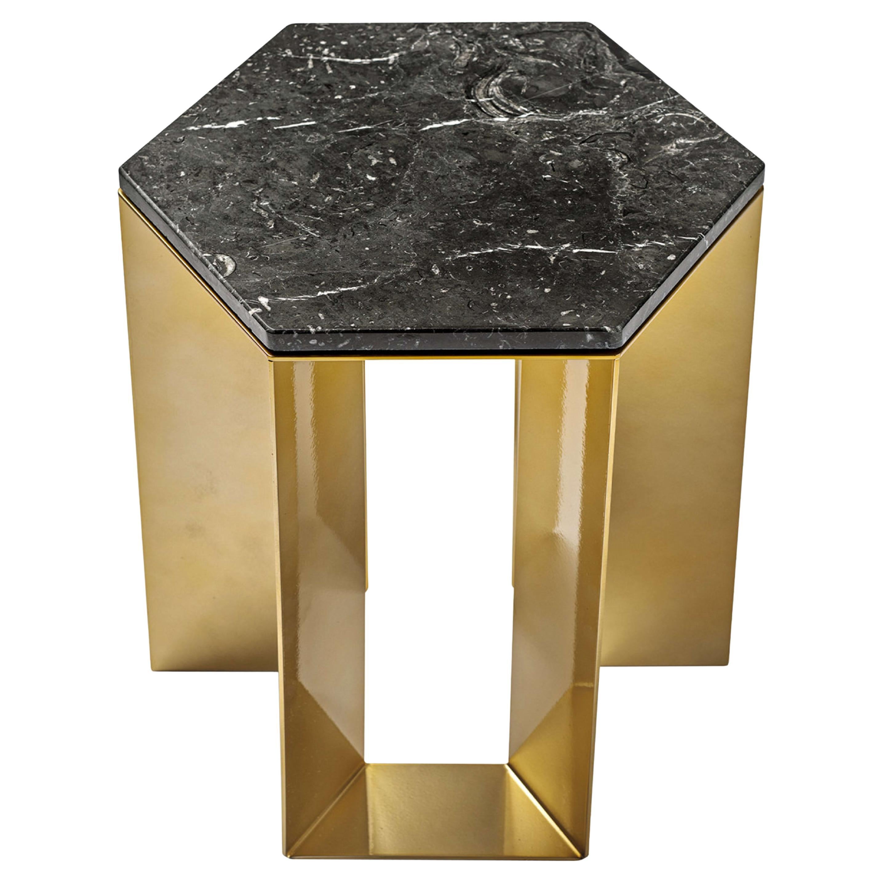 Alato Black and Gold Side Table by Antonio Saporito For Sale