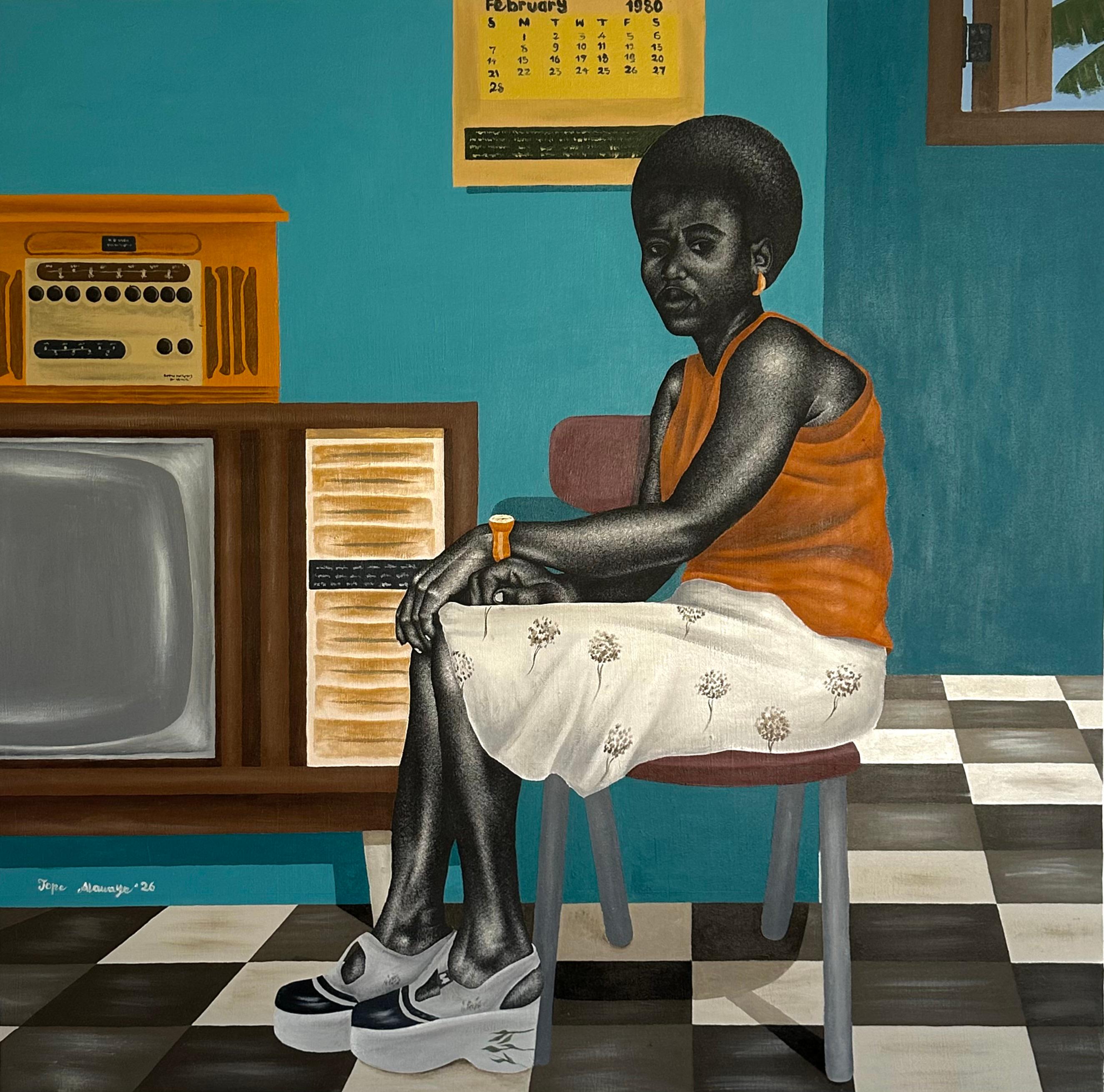 Alawaye Tope Portrait Painting – Femme (Frauen) – 21. Jahrhundert, Zeitgenössisch, Figuratives Porträt, Modern, Afrika